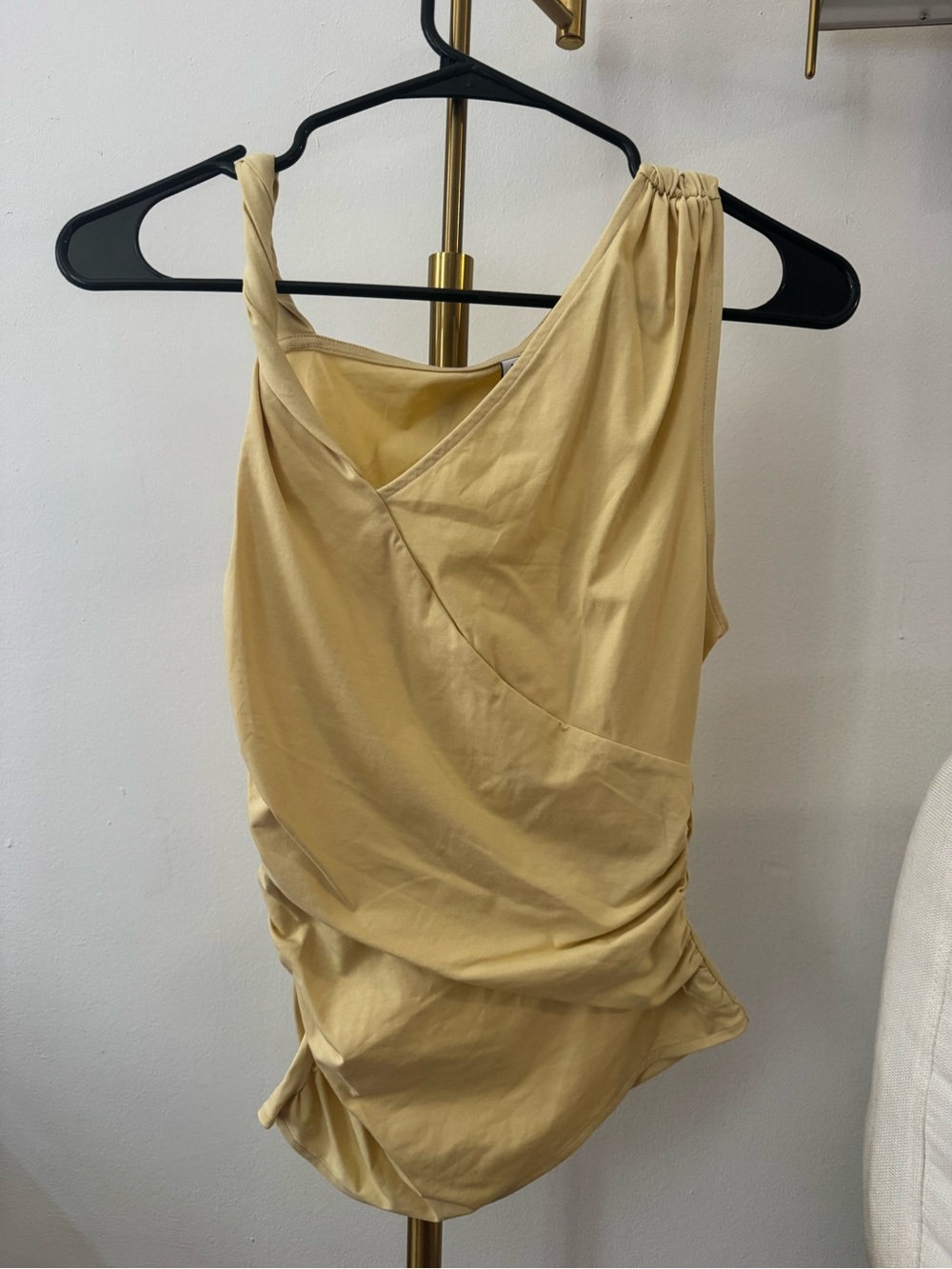 Butter Yellow Asymmetric One-Shoulder Women’s Tank